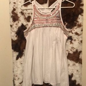 Woman’s medium white tank top with sequins